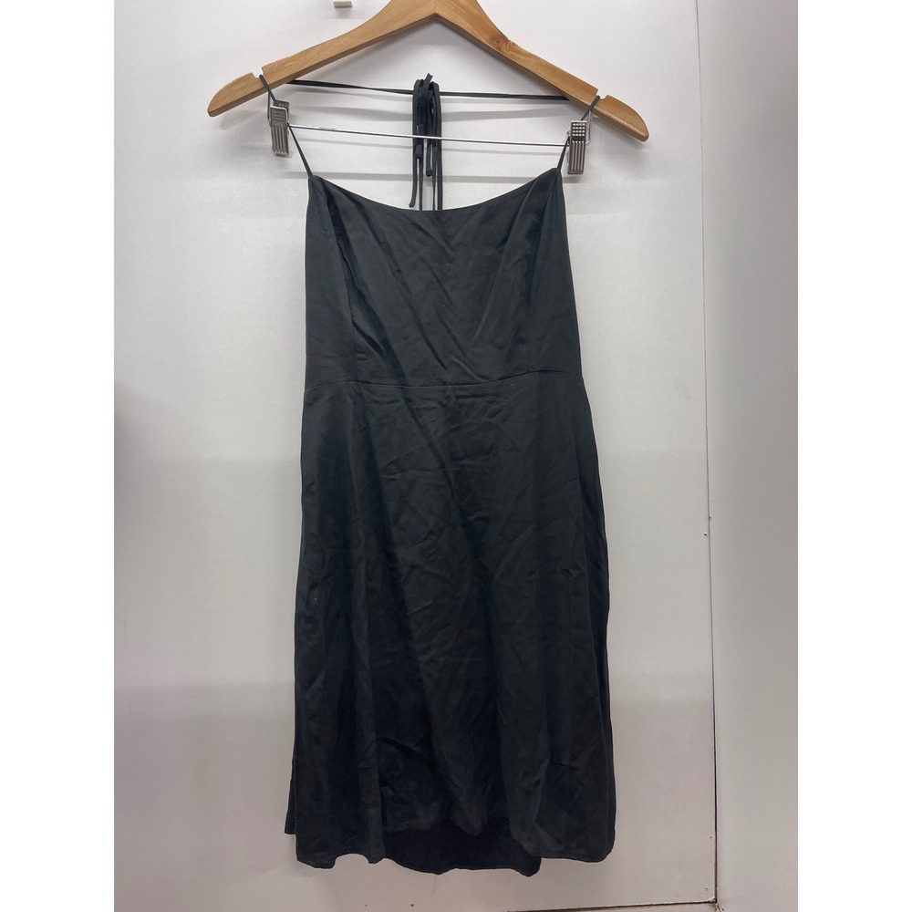 J.Crew Black Halter Mini Dress Smocked Back Viscose Size 2